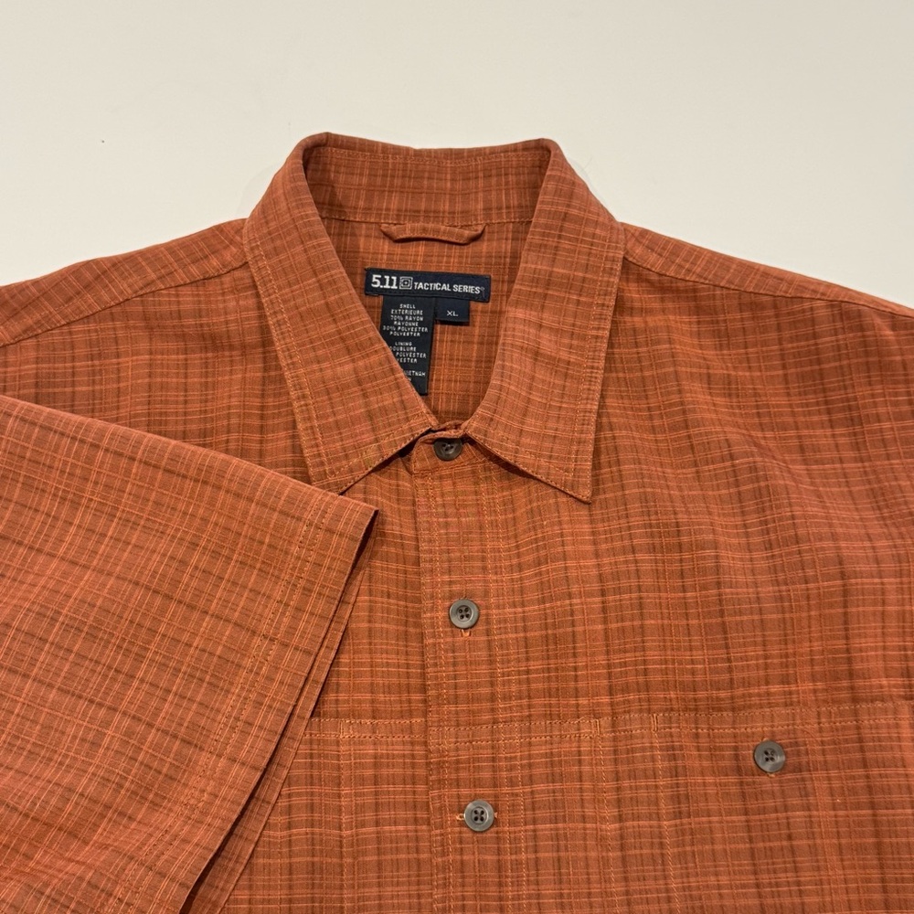 5.11 Tactical Series Men's XL Short Sleeve Button Snap Down Orange Rust Sienna